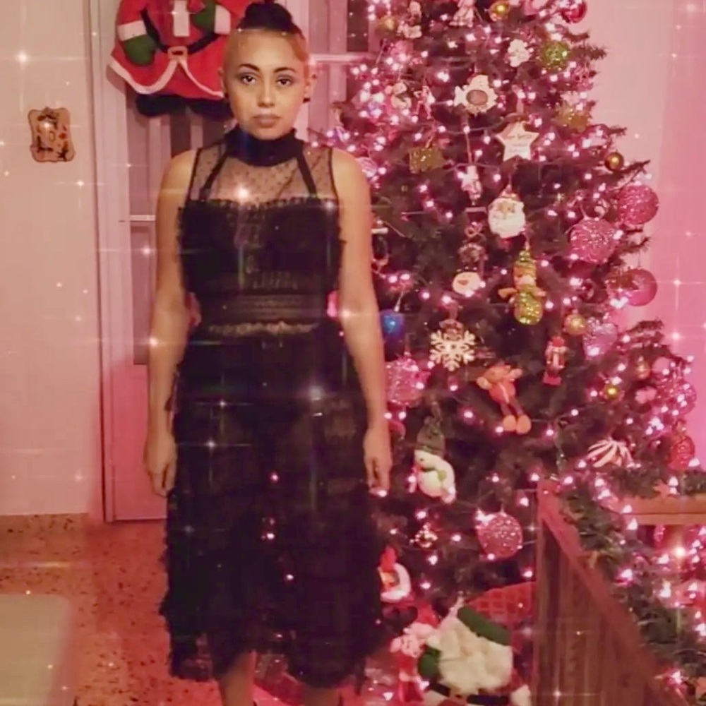 Fashion Nova Black Ruffled Midi Dress